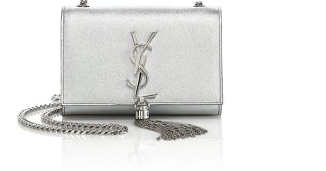 silver metal tassel handle ysl bag